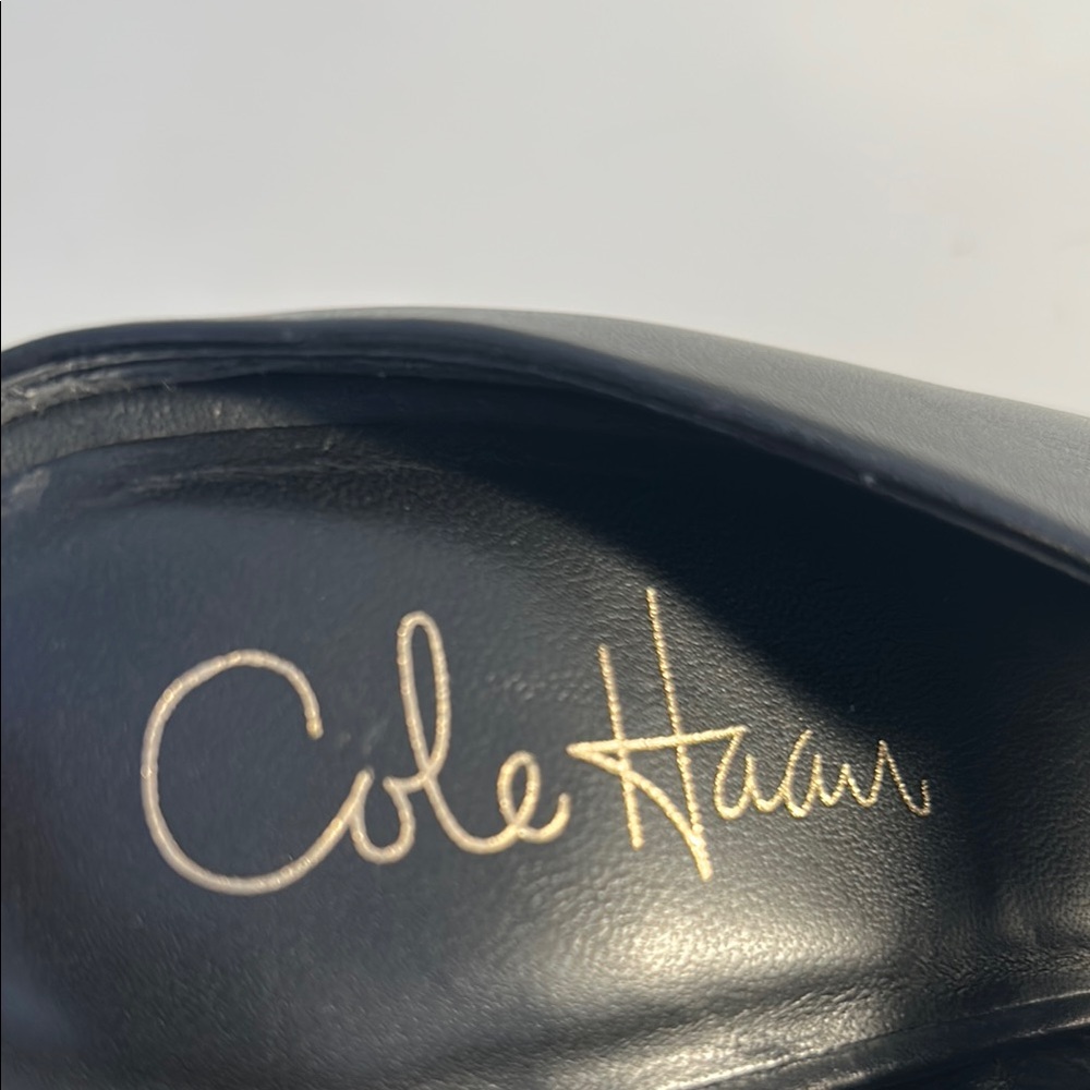 Cole Haan Black Leather Peep Toe Mules - Picture 5 of 6